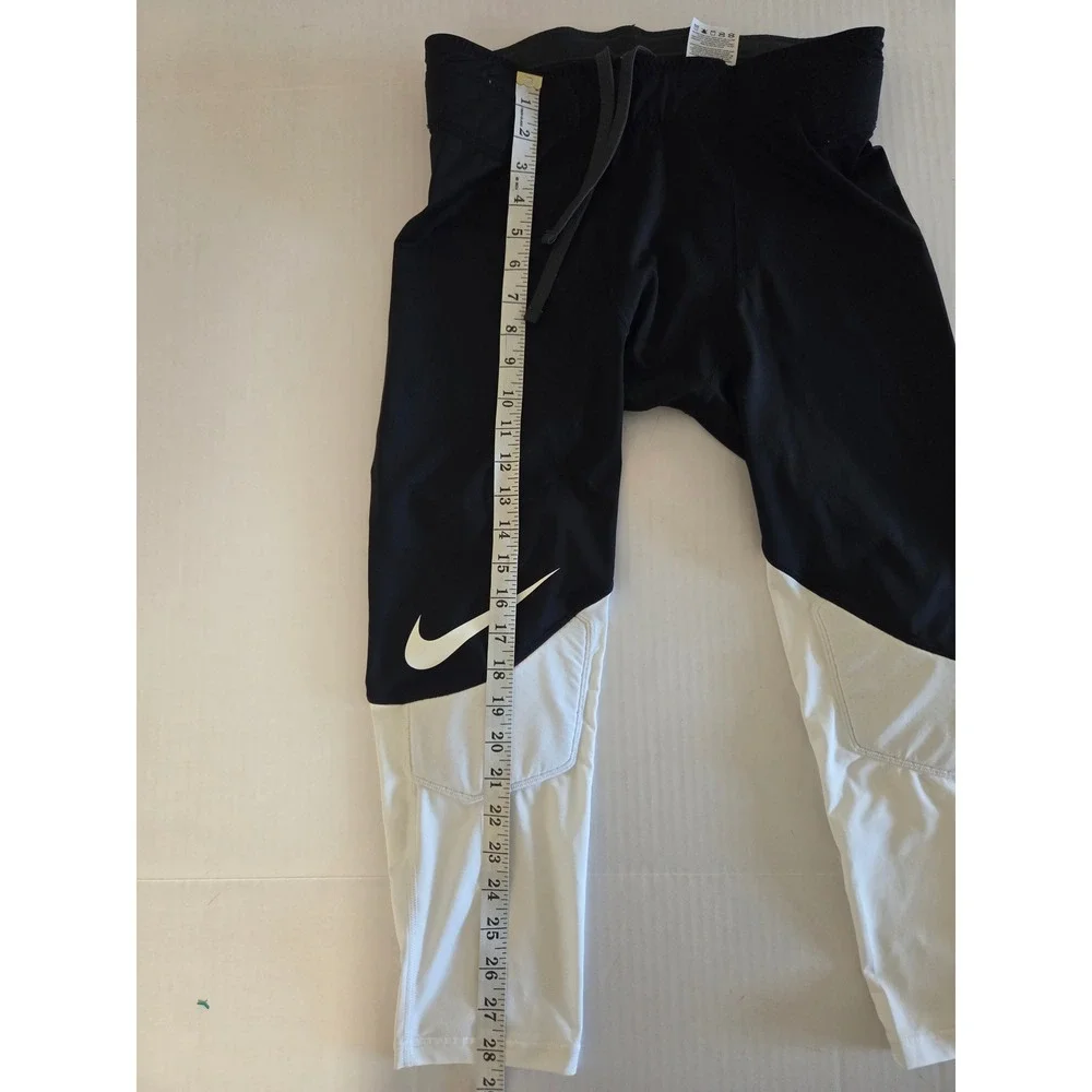 Nike Dri-FIT Mens Black White Colorblock Athletic Leggings Tights Large Swoosh L